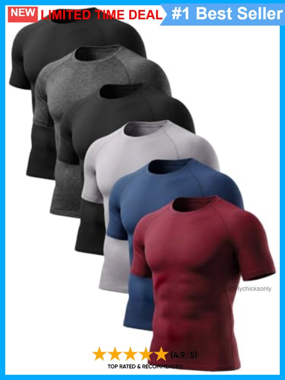 Men's Compression Shirts Short Sleeve Cool-Dry Athletic Gym Workout Base Layer